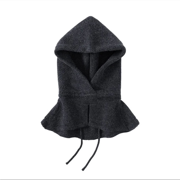 The fewfew designer wool Knit Hood Hat Balaclava Dark Gray - Picture 3 of 7